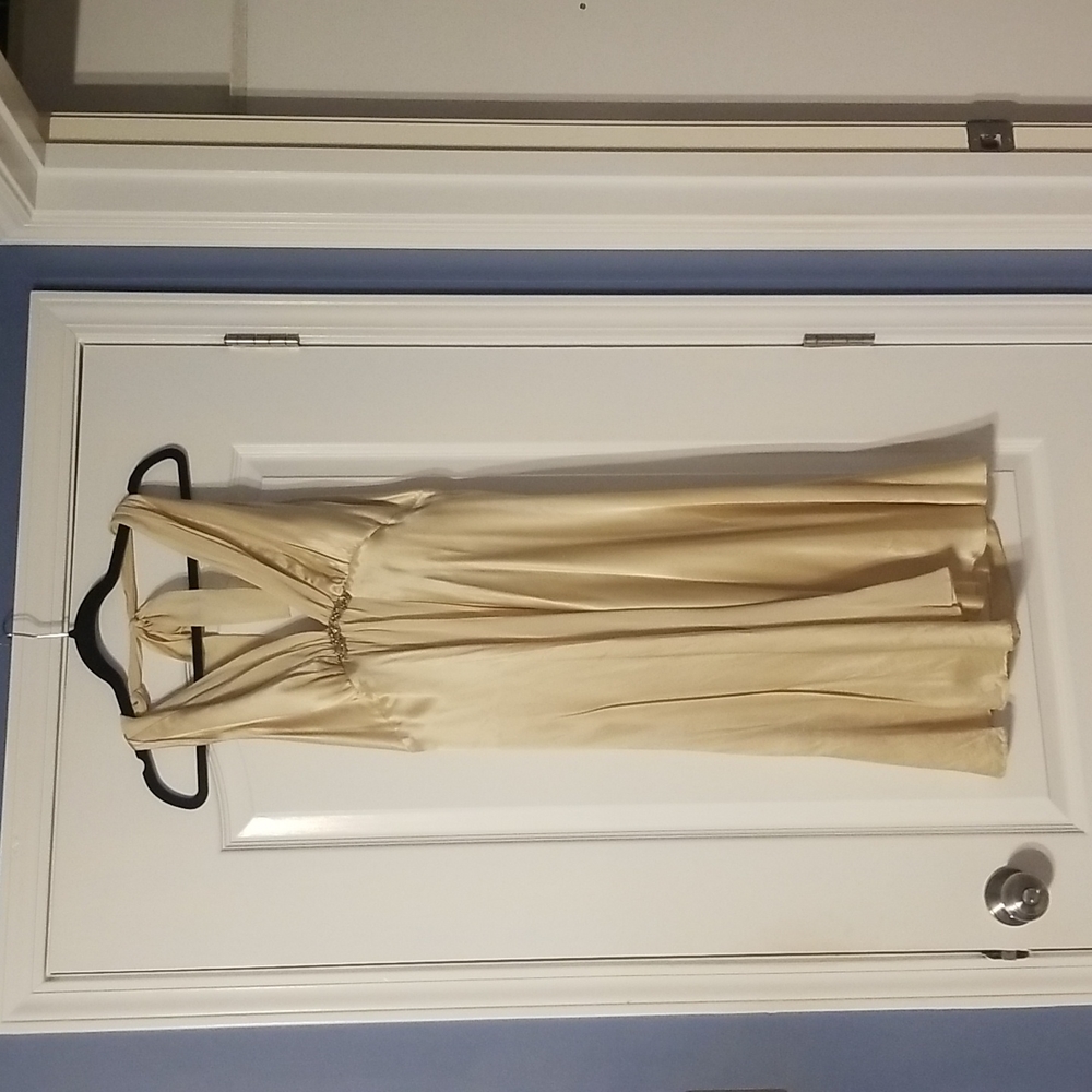 White House/Black Market gold silk dress